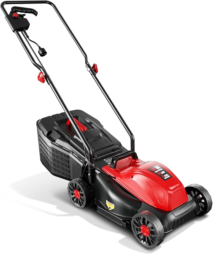 MECHOS 120V Electric Lawn Mower，1050W Corded Yard Power Rake Tool Machine for Grass Thatch Removal (Electric Corded Lawn Mower)