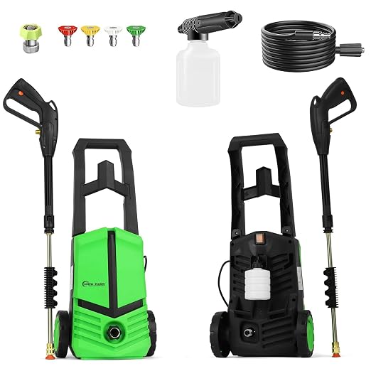 Simpli-Magic Electric Pressure Washer Kit with GFCI Plug, 35 Foot Extended Cable, 20 Foot Extended Hose, Detergent Bottle, 4 Nozzle Gun Ideal for Cleaning Cars/Fences/Patios (2750 PSM - 1.95 GPM)