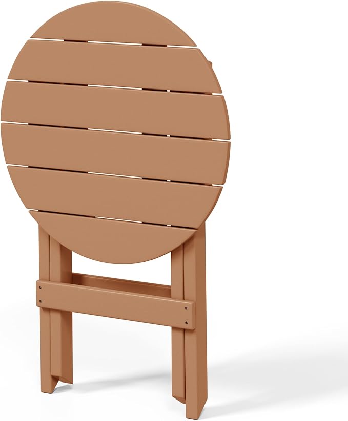 WestinTrends Malibu HDPE Outdoor 24.5 Inch Round Portable Folding Patio Dining Table, Teak