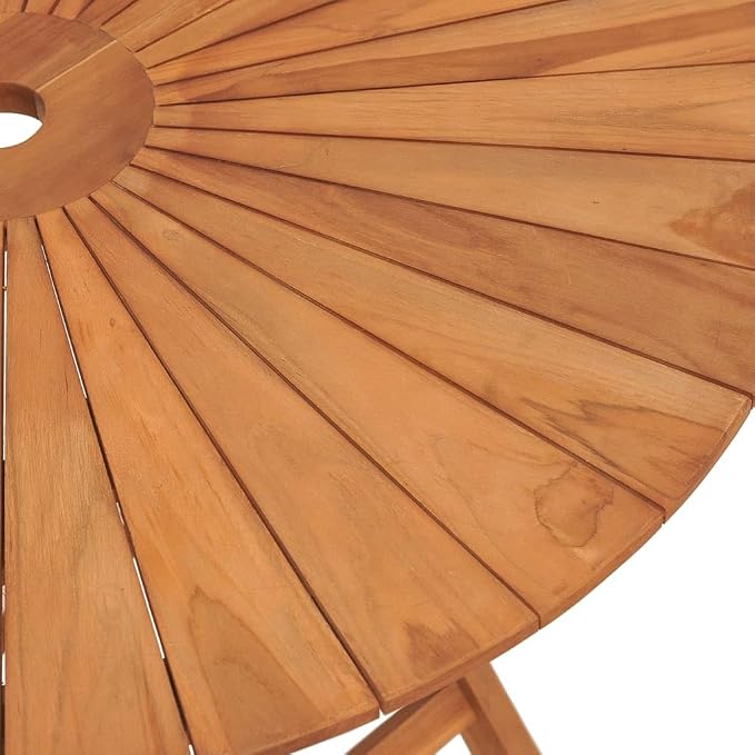 Solid Teak Wood Folding Garden Table Round Patio Furniture 4 Person Outdoor Dining Set
