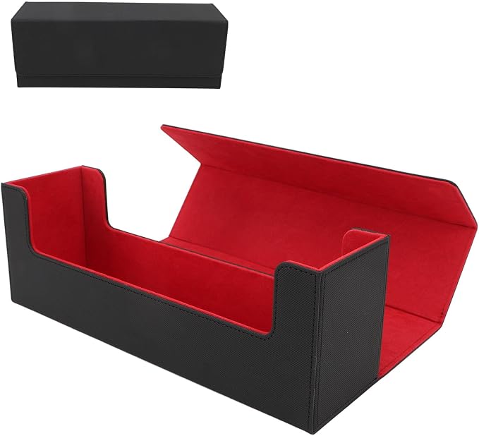 RiToEasysports Card Storage Box, PU Leather Magnetic Closure Large Capacity for 400+ Cards Card Deck Case with Felt Lining Elegant Design for Collectors Gamers and Enthusiasts Storing Trading Spo