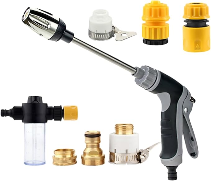 Hose Hawk Pressure Washer, Hosehawk Pro Multi Function High Pressure Water Jet with 360° Rotating Nozzle, 3 Spray Modes (Grey-4)