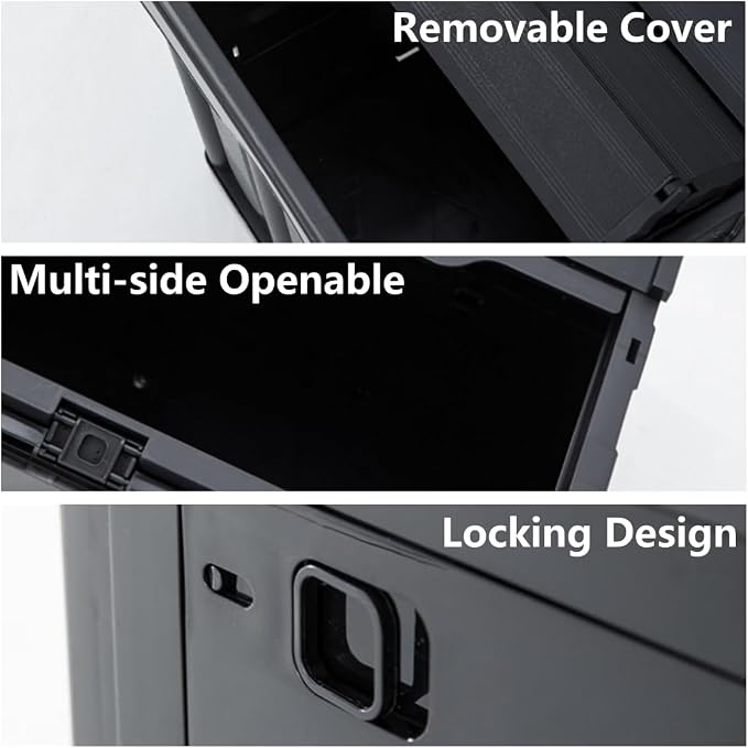 Foldable Storage Bins, Expandable Tool Organizer, with Removable Aluminum Cover, for Outdoor Camping, Traveling and Fishing (Black B)