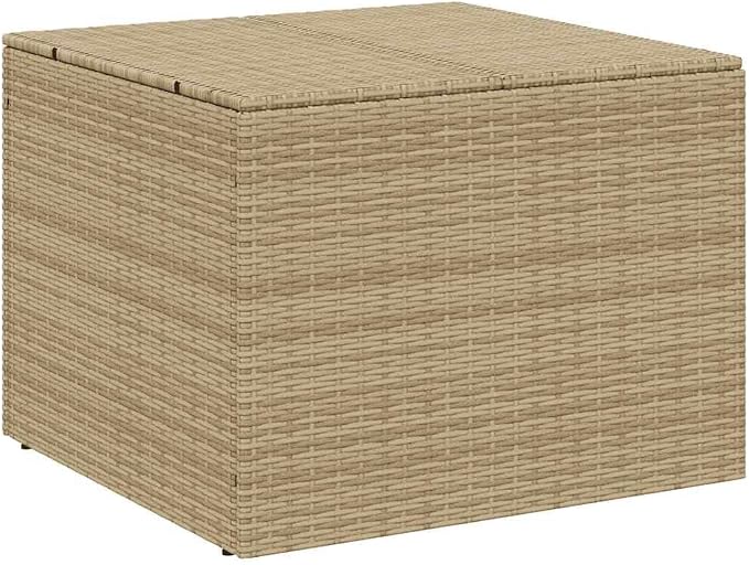 76.9 Gallon Mix Beige Poly Rattan Garden Storage Box with Water-Proof Inner Bag and Powder-Coated Steel Frame for Patio Cushions and Blankets