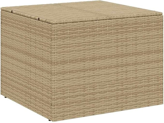 Garden Storage Box Mix Beige PE Rattan Large Outdoor Deck Box with Steel Frame, 77 Gallon Patio Cushion Storage Container for Pool Toys and Garden Tools, 31.5 x 29.5 x 23.2 Inches