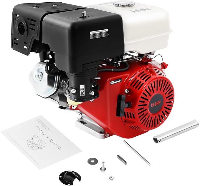 420CC 15Hp Gasoline Engine, 9700W Mini Bike Engine Pull Start Air Cooling Go Kart Motor 4-Stroke Small Gas Engine 3000-3600Rpm for Water Pumps, Vibrators, Generators with 1.72 Gallons Fuel Tank