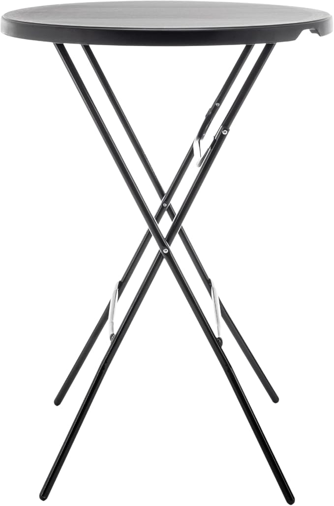 BTEXPERT Black 2.63 Foot Round Plastic Bar Height Folding Table Commercial Portable Indoor Outdoor Accessory for Patio Backyard Dining Wedding Party Events Home Kitchen