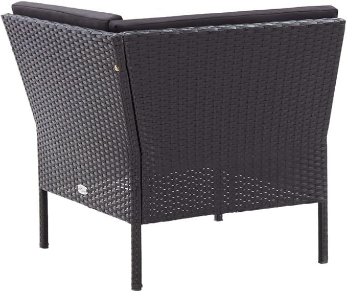 Patio Sofa Set with Cushions,Patio Lounge Set,Outdoor Furniture,Outdoor Furniture Sets,Patio Conversation Sets,for Garden,Deck,Backyard,6 Piece Poly Rattan Black