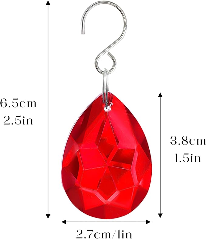 10 Pcs Red Crystal Bauhinia Suncatcher Prisms Chandelier Window Decor | Red Crystal Bauhinia Prisms Suncatcher Pendants 38mm Chandelier Beads Replacement for Window Wedding Party Decor