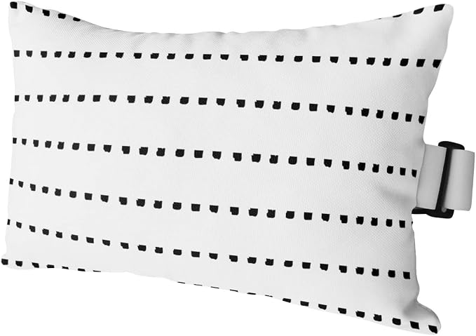 Outdoor Pillows Covers with Inserts Boho Polka Dot Stripes Geometric Black White Waterproof Recliner Pillow with Adjustable Strap Throw Pillows for Patio Furniture Pool Lounge Chair, 11x16 inch, 1PCS