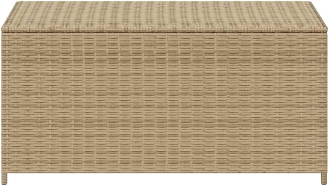 Outdoor Storage Box 50.2 Gallon Garden Furniture with Removable Bag, PE Rattan Patio Cushion Organizer, Mix Beige Weather-Resistant Deck Box for Pillows Blankets