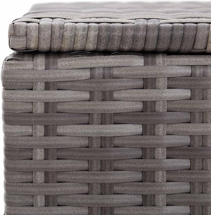Outdoor Patio Storage Box, 59.1 inch Resin Wicker Deck Box with Liner, Heavy Duty Garden Storage Chest with Bench Function for Cushions and Tools, Gray