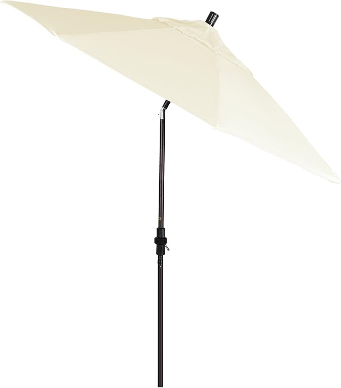 California Umbrella 9' Round Aluminum Pole Fiberglass Rib Market Umbrella, Crank Lift, Collar Tilt, Bronze Pole