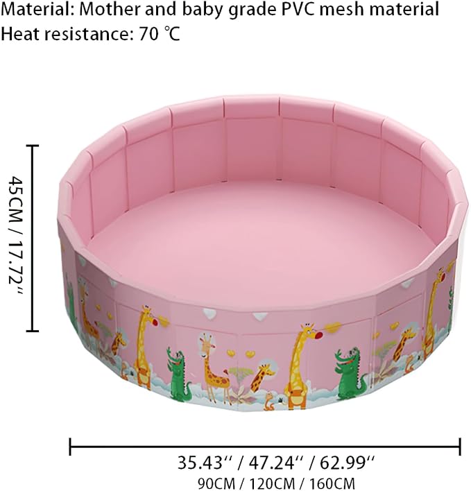 Folding Non Inflatable Swimming Pool, Home Swimming Pool, Mesh PVC Material, Suitable for Backyard Swimming Pool (Pink, 47inch)