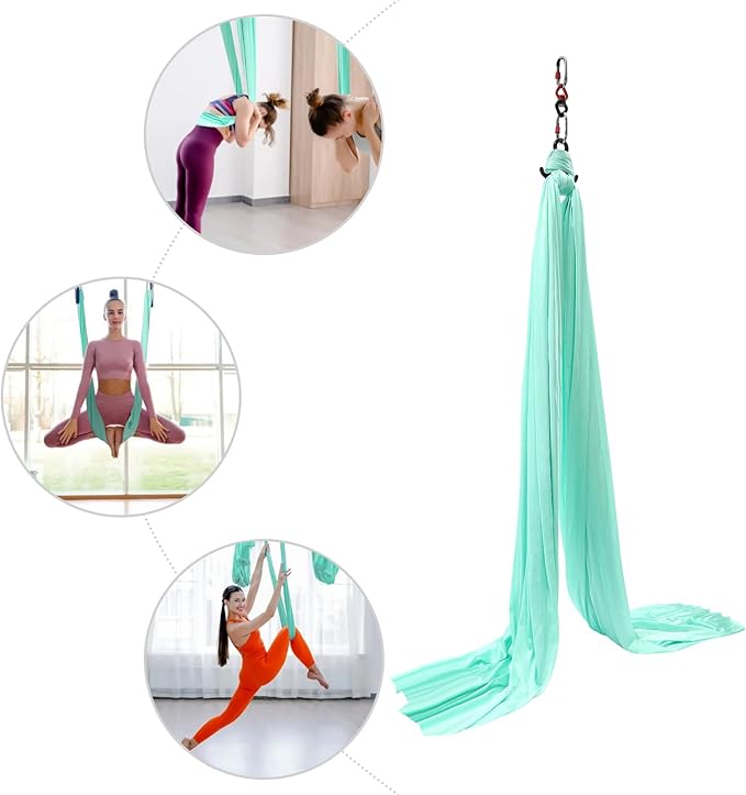 Aerial Yoga Hammock, 440 lbs Capacity Ceiling Mounted Aerial Silks Kit with 360° Swivel, Polyester Fabric for Home Gym Studio, 16.4ft