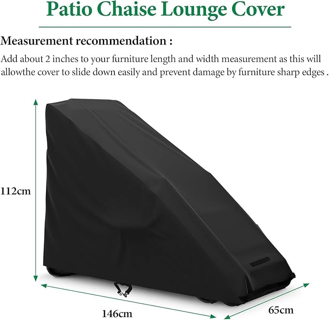 AKEfit 2PCS Zero Gravity Chair Cover Outdoor Folding Lawn Lounge Chair Covers Waterproof All Weather Dustproof Oxford Anti with Storage Bag Black