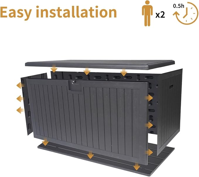 230 Gallon Outdoor Storage Box, Waterproof Deck Box with Lockable Design, Heavy-Duty Resin Container for Patio Cushions, Garden Tools, Black
