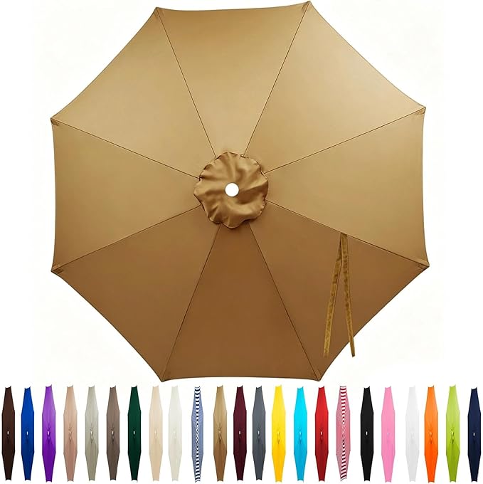 Outdoor Patio Umbrella Replacement Canopy 7.5ft/9ft/10ft/11ft 6/8 Ribs, Cantilever Offset Patio Umbrella Fabric Cover Resistant Waterproof Shade for Table Pool