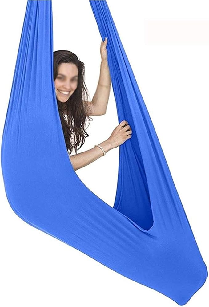 Indoor Swing for Kids Adult Sensory Elastic Swing Adjustable Hammock Yoga Swing for Autism ADHD Aspergers (Color : Blue, Size : 150 x 280 cm (L x W).)