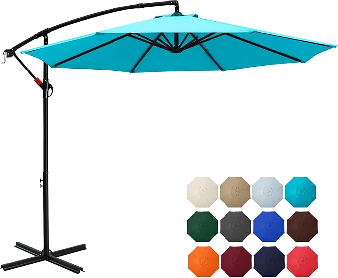 ABCCANOPY Cantilever Patio Umbrella with base included, 360° Rotation Outdoor Offset Umbrella for Backyard, Deck, Poolside