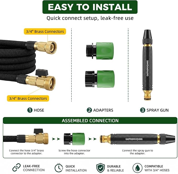 High Pressure Power Washer Nozzle with Connector Set, Garden Hose Pressure Washer, Sturdy Cleaning Accessory for Car Washing and Outdoor Cleaning (2 Set)