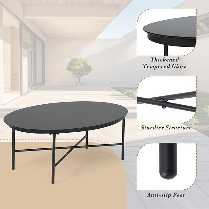 Athena Collection Outdoor Patio Furniture Set 4 Pieces, Metal Outdoor Table and Acapulco Chairs, Small Patio Furniture Bistro Conversation Set for Balcony, Front Porch, Backyard, Gardern, Black