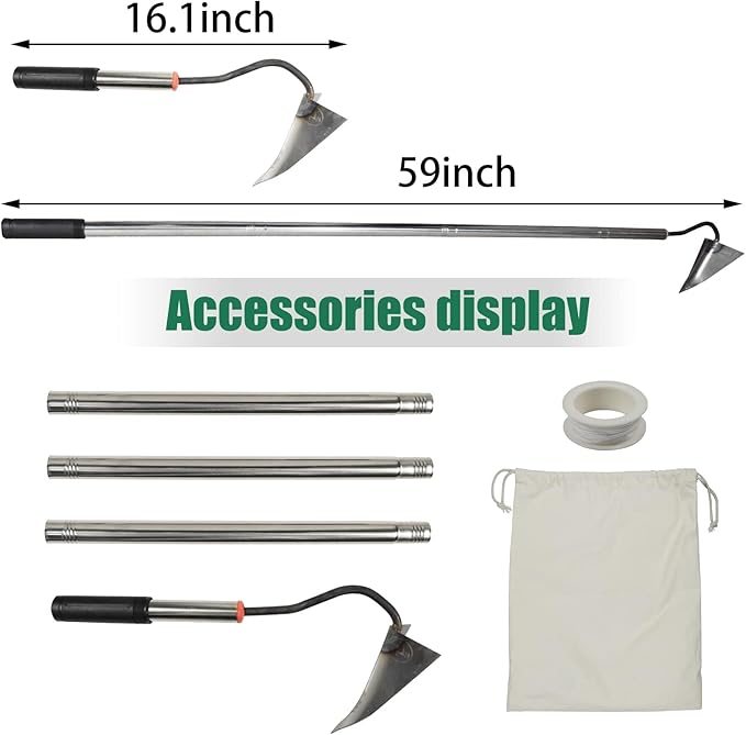 Steel Triangle Garden Hoe Hand Plow Hoe for Backyard Weeding,Warren Hoe Tough Welded Hoe, Loosening,Farm Planting,Dig a Hole，6-Inch Welded Steel Head, 54-Inch Stainless Steel Handle