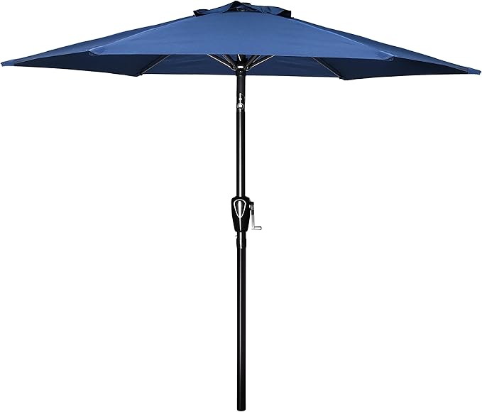 YSSOA 7.5' Patio Umbrella Outdoor Table Market Yard Umbrella with 6 Sturdy Ribs, Blue