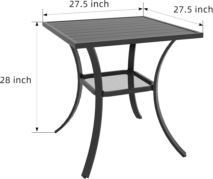 Anmutig 2 Piece Grey Textilene Patio Swivel Rocker Chairs with 27.5" Square Table Small Outdoor Set - Style1