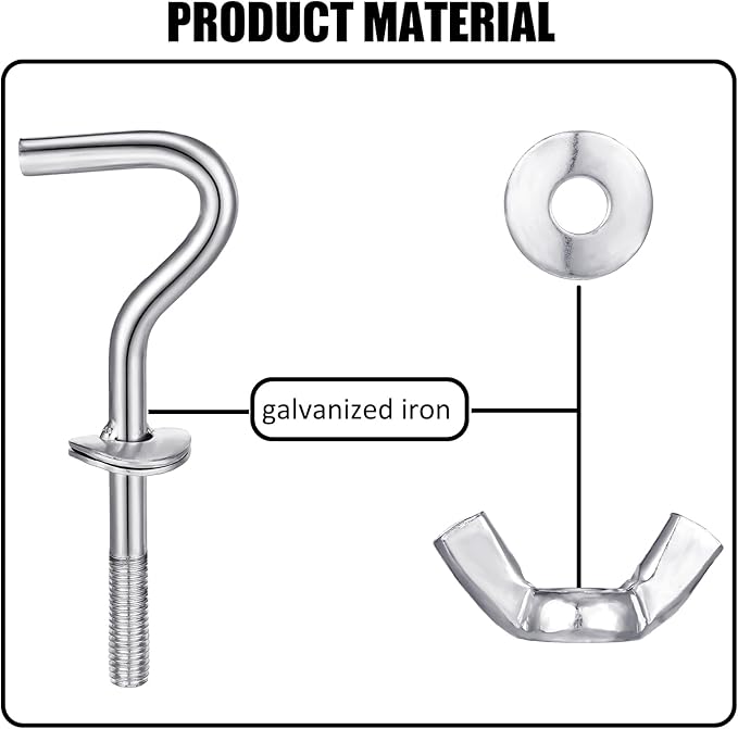 Therwen 8 Pcs Hammock Hardware Kit Heavy Duty Hammock Stand Hook Replacement Thread Hand Knob for Swing Chair Patio Umbrella Base Garden(Silver)