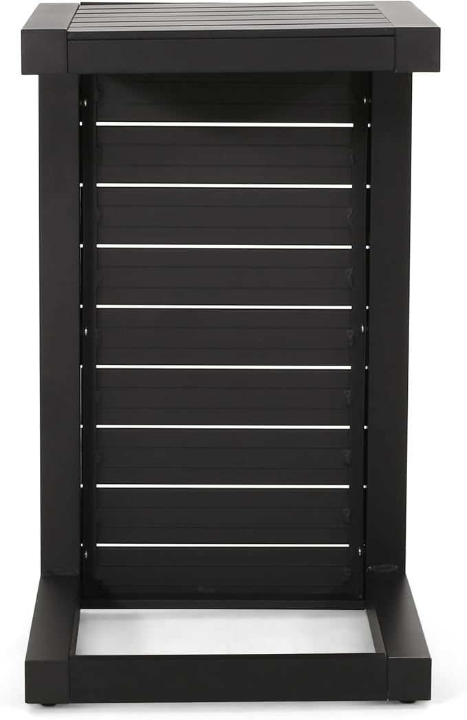 24" H Aluminium Black Patio Side Table, Small C-Shaped Outdoor Patio Table Coffee Table for Patio, Garden or Balcony
