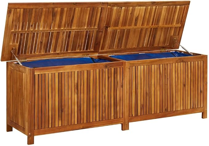 Outdoor Storage Box Solid Acacia Wood Patio Deck Chest for Cushions Blankets Toys 68.9 in Long Garden Furniture Organizer Brown