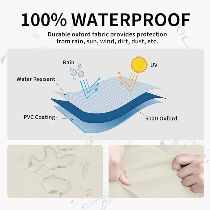 Easy-Going Waterproof Outdoor Couch Cover, Heavy Duty 3-Seater Patio Sofa Cover, Winchdproof Outdoor Furniture Cover with Air Vent (88Wx32.5Dx33H inch, Beige/Dark Brown)