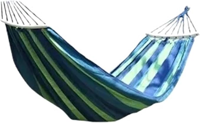 Canvas Hammock Outdoor Thickened Anti-Rollover Sleeping Swing Hanging Tree Camping(Bent Wood Blue Wide)