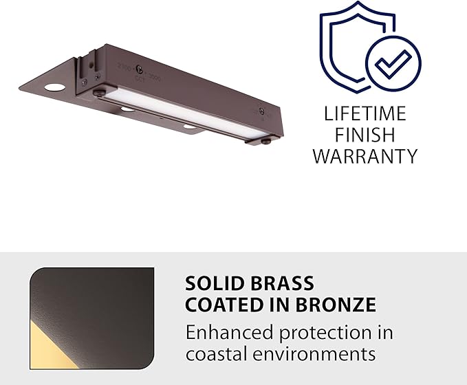 WAC Landscape Lighting, Hardscape 6in LED 12V Strip Light with Quick Release and 2-CCT 2700K-3000K in Solid Brass Coated with Bronze