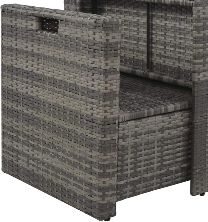 Patio Outdoor Rattan Chairs, PE Rattan Patio Conversation Set, Garden Backyard Balcony Porch Poolside Furniture Sets 6 Piece Garden Lounge Set with Cushions Poly Rattan Gray