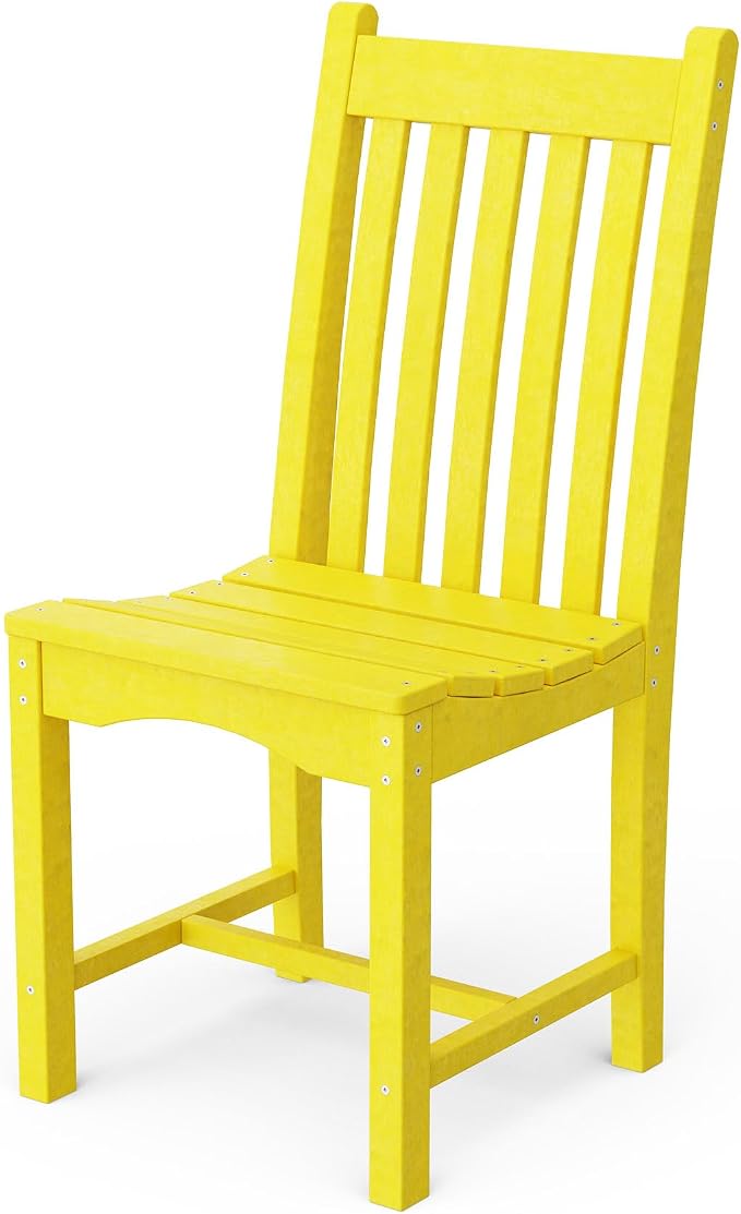 Wildridge Classic 7-Piece 44"x84" Dining Set, Lemon Yellow - Outdoor Weather Resistant Recycled Plastic Furniture for Patio