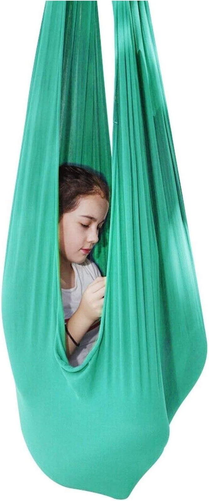 Children's Elastic Therapy Swing Indoor Sensory Swings for Autism ADHD Aspergers Cuddle Hammock Hanging Kids Swing Chair (Color : Green, Size : 150 x 280 cm)