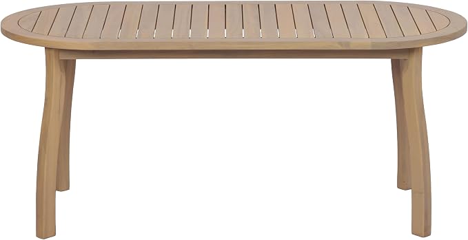 Christopher Knight Home Chuse Acacia Wood Dining Table Set for 6, Solid Wood Outdoor Dining Set for 6, 7 Piece Oval Patio Dining Table and Chair Set with Wicker Seat & Back, Light Brown + Light Teak
