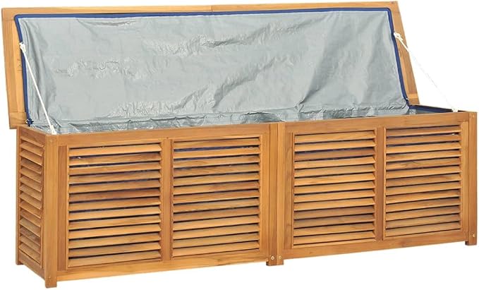 Gardening Supplies Patio decor Deck box Outdoor storage Box Patio Storage Box with Bag 68.9"x19.7"x20.9" Solid Wood Teak