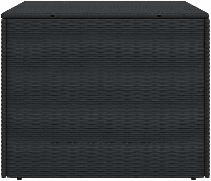 Black 76.9 Gallon PE Rattan Garden Patio Storage Box with Water-Proof Inner Bag and Powder-Coated Steel Frame