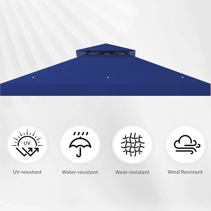 8'x8' Gazebo Cover Replacement Canoy Top Compatible with Canadian Tire Living Crawford, Fit for RONA 8x8 Gazebo #088-1067-8 (Blue)