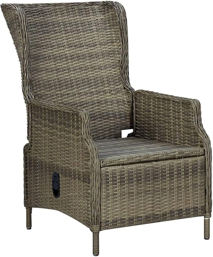 9 Piece Patio Dining Set with Cushions Poly Rattan Brown | Powder-coated Steel Frame, Glass Tabletop, Adjustable Backrest, Removable Cushion Covers