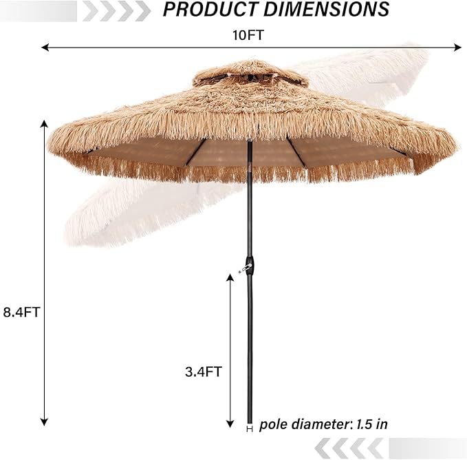 7.5FT Patio Umbrella, Outdoor Table Umbrella, Market Umbrella with Push Button Tilt and Crank for Garden, Lawn, Deck, Backyard & Pool