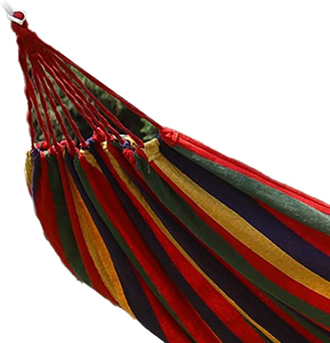 MAVIS LAVEN Portable Hammock, Polyester Cotton Single Double Hammock with Anti Rollover Design for Camping Outdoor Indoor Patio Backyard (Red)