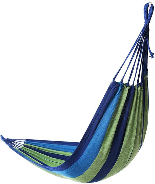 BESTonZON Double Camping Hammock Outdoor Portable Canvas Swing for Two Adults, Thickened Widened Hanging Garden Hammock for Travel and Patio Use, Blue