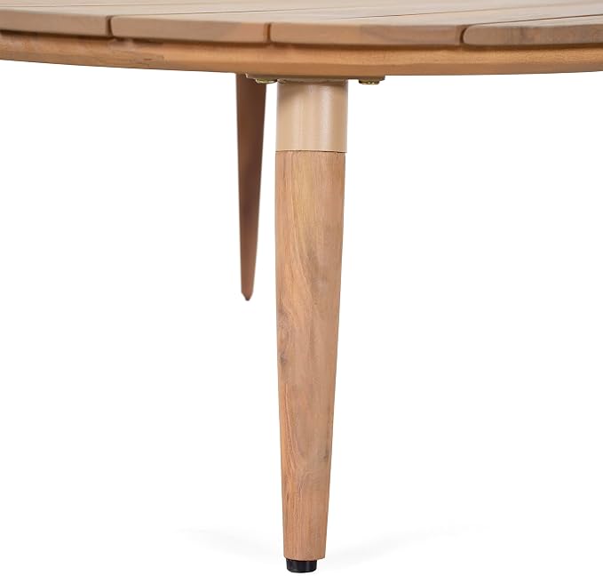 GDFStudio Verona Outdoor Round Coffee Table, Solid Acacia Wood Patio Furniture, Natural Weather-Resistant Finish, 31.5" Diameter Outdoor Center Table for Garden, Deck, Balcony, or Porch Use