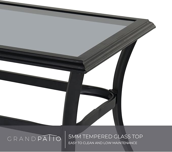 Grand patio Outdoor 4-Piece Patio Furniture Set Conversation Set with Olefin Cushions 2 Rocking Motion Chairs 1 Fixed Loveseat Glass Coffee Table, Dark Gray