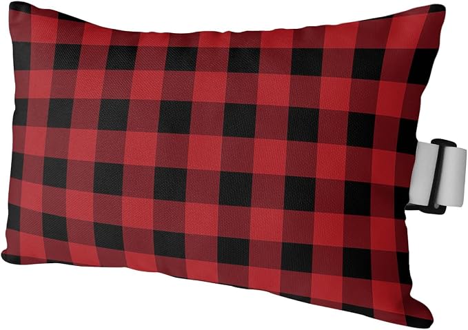 Outdoor Pillows Covers with Inserts Black and White Buffalo Checked Plaid Waterproof Recliner Pillow with Adjustable Strap Throw Pillows for Patio Furniture Pool Lounge Chair, 11x16 inch, 1PCS