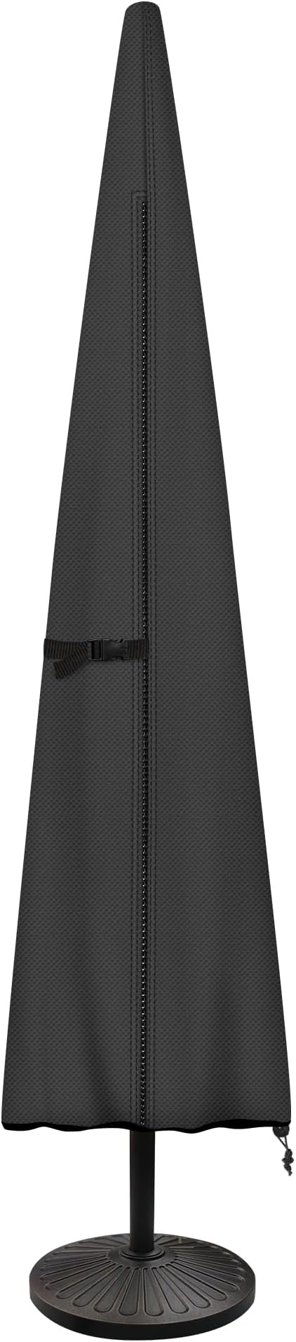ULTCOVER Patio Parasol 600D Waterproof Outdoor Market Umbrella Cover - Fits Market Umbrella 7-10 Feet, Black